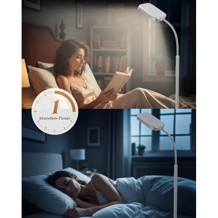 LED Stehlampe dimmbar 18W, 1850lm – Stehleuchte Wohnzimmer mit Fernbedienung, 3000–6500K, stufenlos dimmbar, Leselampe Bett mit Nachtlicht, moderne Stehlampe mit Prismadiffusor – Bild 8