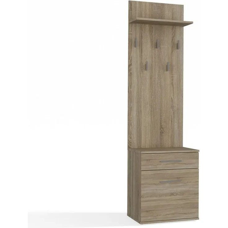 Raumhirsch Furniture Wandgarderobe Garderobenständer, Garderobe mit Schuhbank & Sitzbank (Maße 50 x 180 x 35 cm, 5 Haken), Praktischer, verschiedene Farbvarianten, pflegeleicht