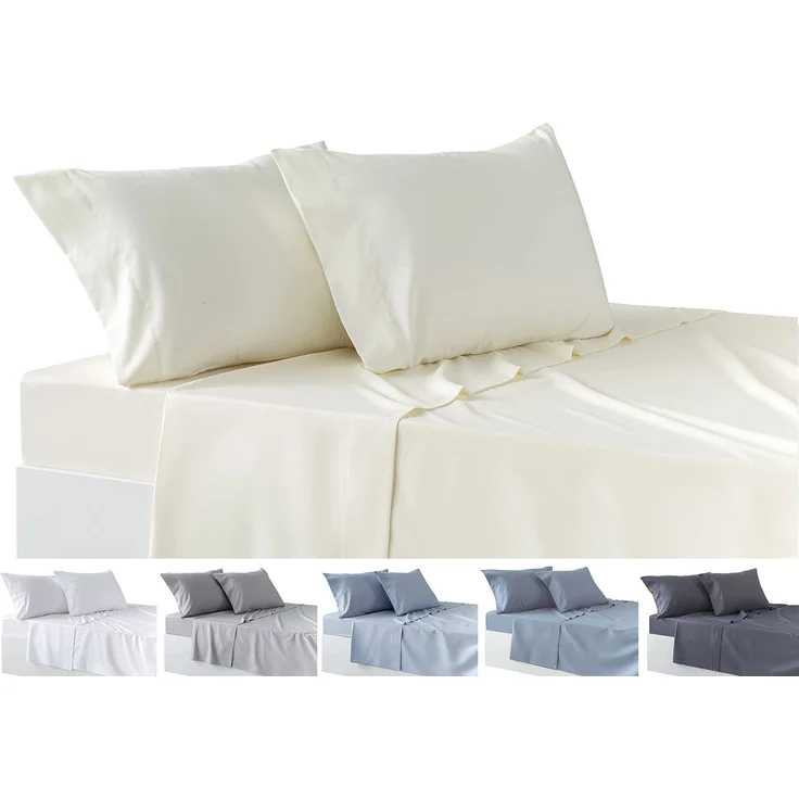 Todocama Bettwäsche-Set, 4-teilig, Spannbettlaken, Bettlaken, 2 Kissenbezüge, 50x80 cm, für Bett 135-135x190/200 cm, Beige