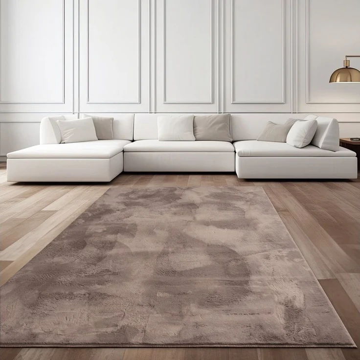 TaCa Home Teppich Flauschiges Hasenfell Imitat, rechteckig, Höhe: 14 mm, Wohnzimmer Schlafzimmer Esszimmer Kinderzimmer, Taupe - 60 x 90 cm – Bild 1