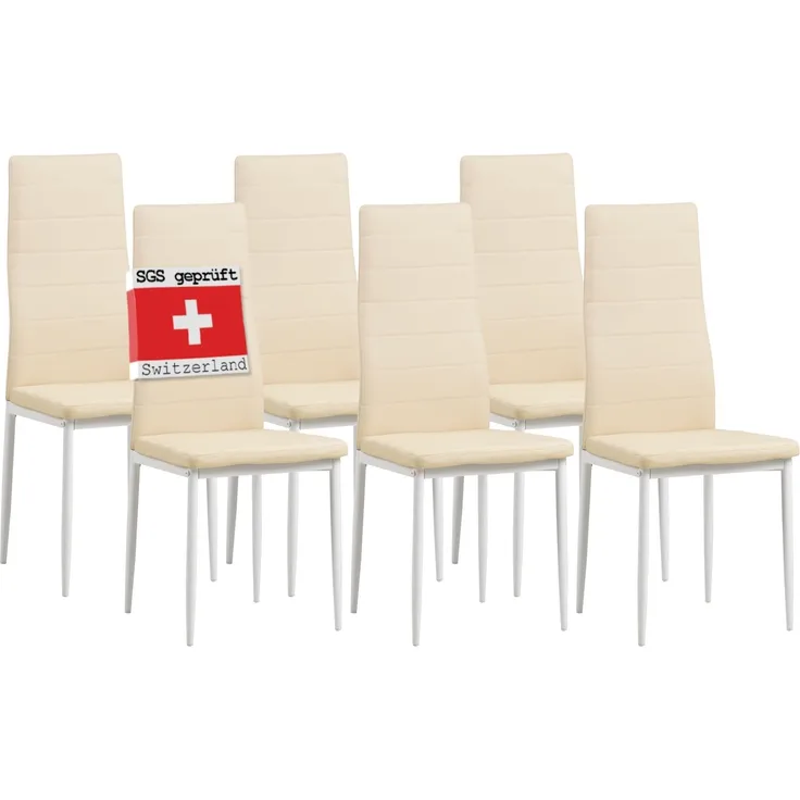 Albatros Esszimmerstühle MILANO 6er Set, Beige - Polsterstuhl mit Kunstleder-Bezug, Modernes Stilvolles Design am Esstisch - Küchenstuhl oder Stuhl Esszimmer mit hoher Belastbarkeit 110kg