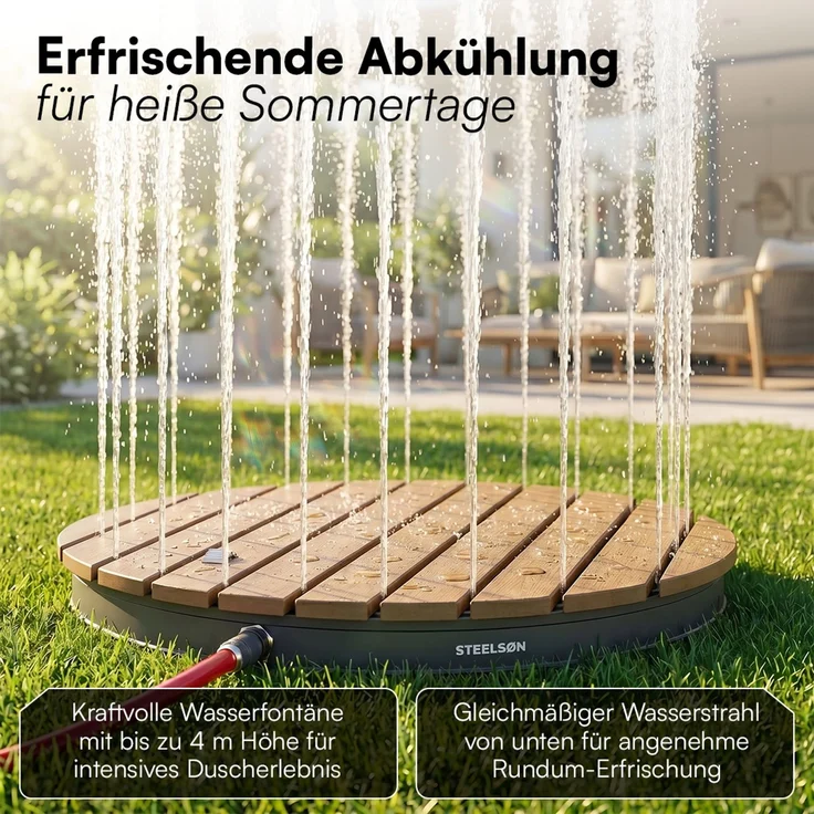 STEELSØN 'Samaya' Bodendusche rund, Gartendusche braun/grau, Campingdusche wetterfest, Saunadusche, Fontänenhöhe bis zu 4m, inkl. Fußrad – Bild 5