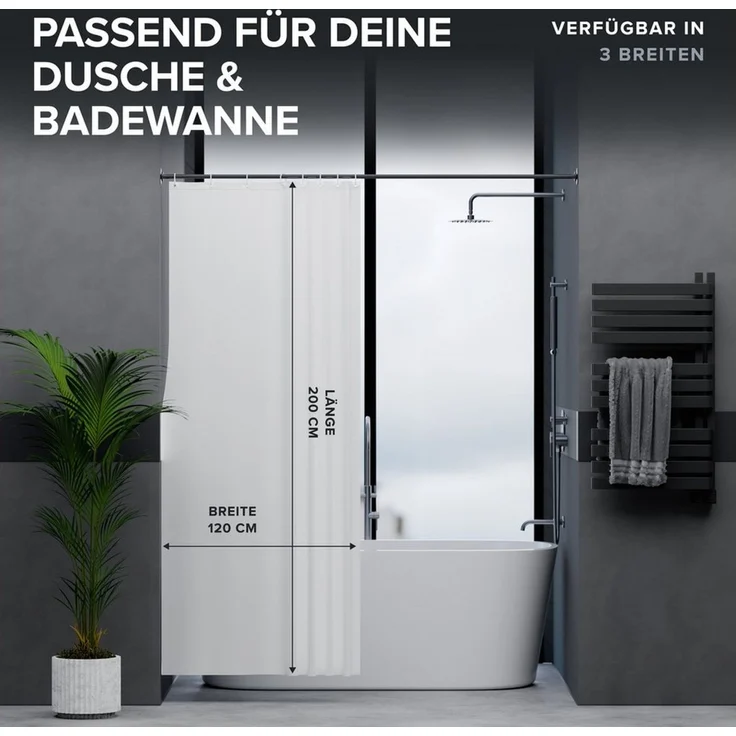 ovimar Duschvorhang Breite 120.00 cm (1-tlg), aus Polyester in Weiß zur Zum Aufhängen – Bild 4