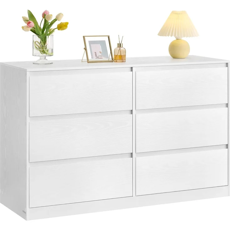 VASAGLE 'Kailyn Kollektion' Kommode mit 6 Schubladen, Aufbewahrungsschrank, Wäschekommode, für Schlafzimmer, modern, schneeweiß, 40x119,4x75 cm – Bild 1