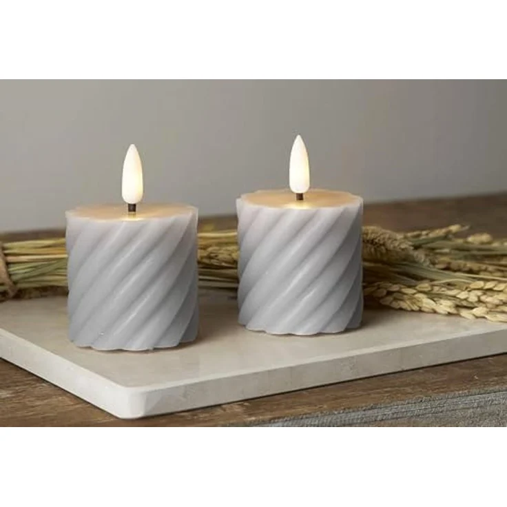 LED Blockkerzen Swirl aus Wachs 2er-Set mit Batterie und Timer, 75cm – Bild 3