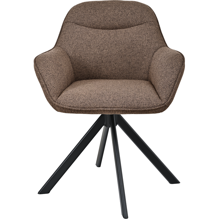 GOEURVANT 1370 Esszimmerstühle 4er-Set mit Armlehnen, 360° Drehbar, Webstoff - Mokkabraun – Bild 2