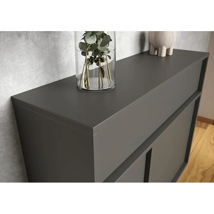 XXXL Schuhschrank Ameca, Graphit, Holzwerkstoff, 2 Fächer, 1 Schublade, 83x63x25 cm, Made in Germany, hängend und stehend, Garderobe – Bild 6