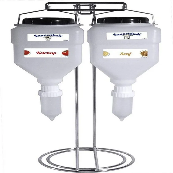 Contacto Schüssel Contacto Gestell für 2 Dispensersysteme SAUCENKUH®, verchromt