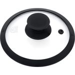 Glasdeckel mit Silikonrand Schwarz 14 cm