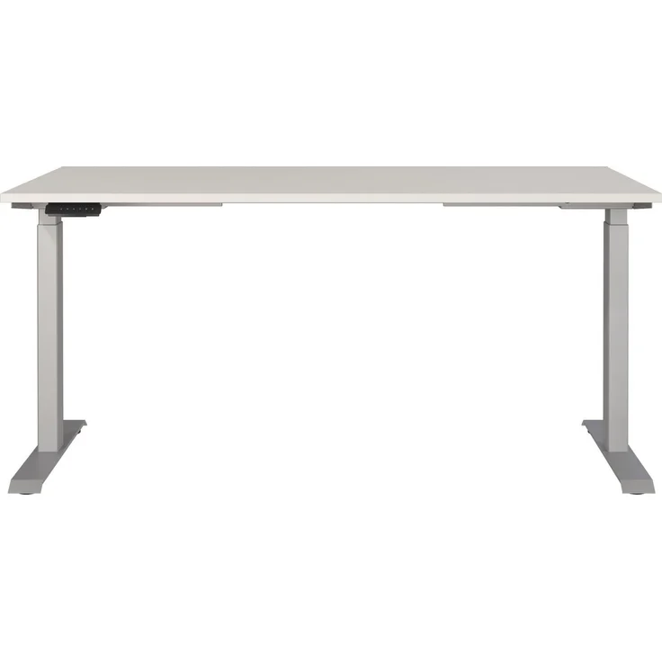 Germania Schreibtisch 7908-583, in Lichtgrau/Silber, EL. höhenverstellb, 160 x 120 x 80 cm (BxHxT) – Bild 1
