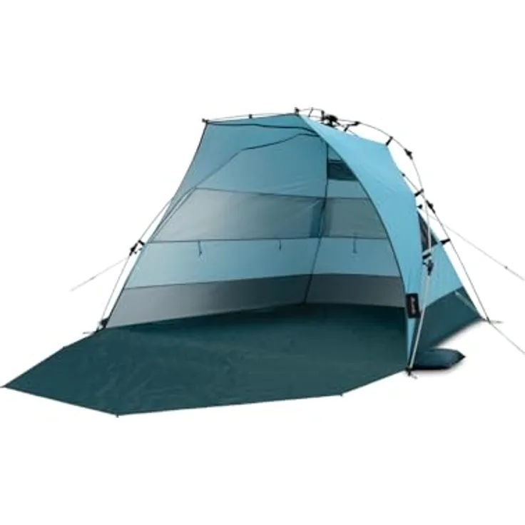 qeedo Quick Bay Pro Große Strandmuschel mit UV-Schutz (UV80) für 3 Personen inkl. Sandheringe und Roll-in-Bag Sonnenschutz - Oceanblue