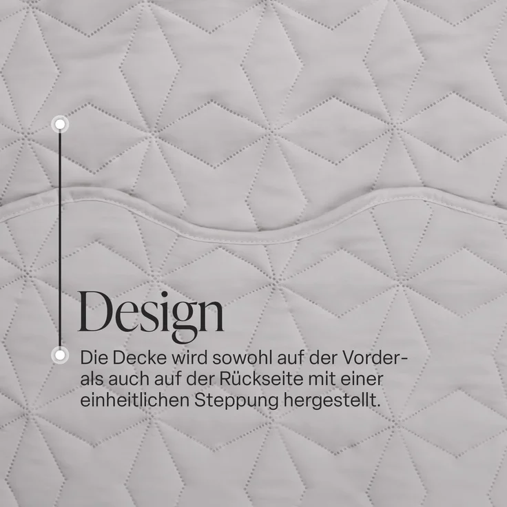 Tagesdecke (Silber) 220x240 cm mit wattierter Zwischenlage, Bettüberwurf - Überwurfdecke, Sommerdecke gesteppt - Steppdecke, Wendedecke – Bild 5