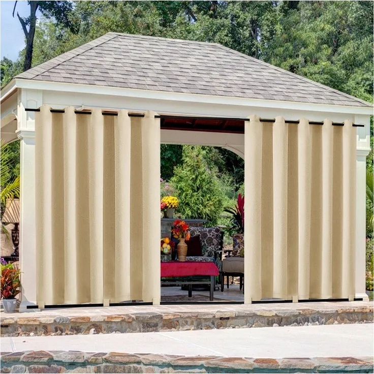 Jibenhome Outdoorgardine Outdoor Vorhang Wetterfest mit Ösen, (2 St), Winddicht