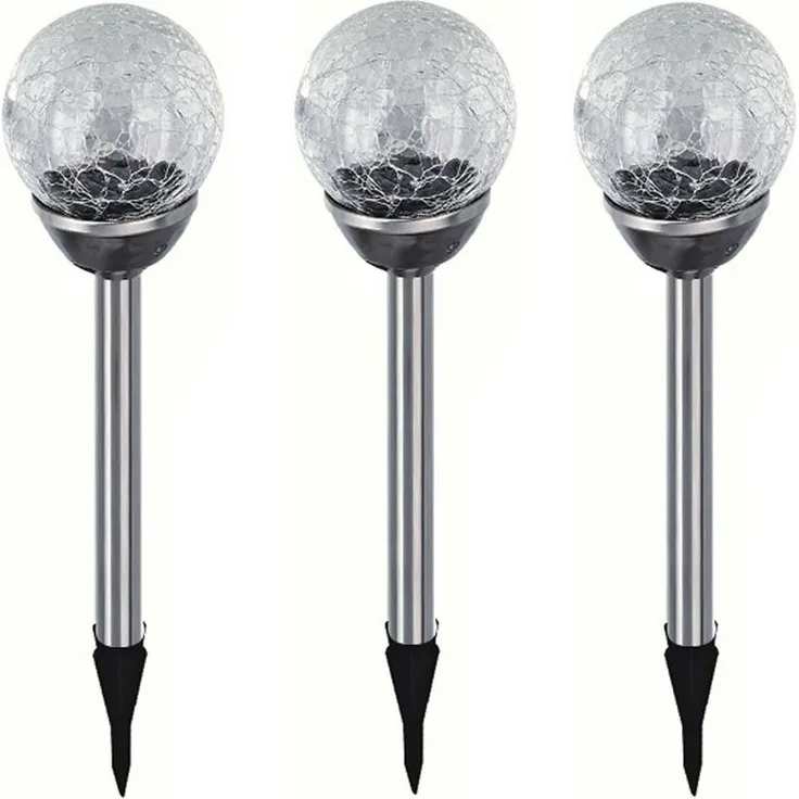 HAC24 LED Solarleuchte Solar Gartenleuchte Kugel Leuchte mit Crackle-Licht Solarlampe, LED fest integriert, Weiß, Lichtfarbe Weiß