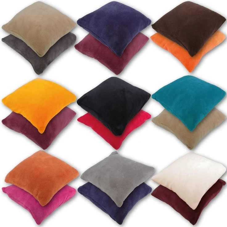 Deko-Kissen ca. 40x40cm, mit abnehmbaren flauschigen Bezug in vielen Farben ( Auswahl: Hellorange ) – Bild 4