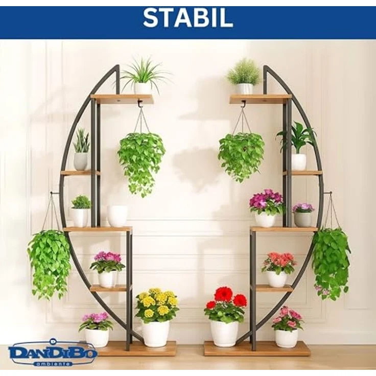 DanDiBo Blumenregal indoor 160 cm Hoch Metall Schwarz Rund 96644 Blumentreppe Groß Halbrund Pflanzenständer Modern Design – Bild 7