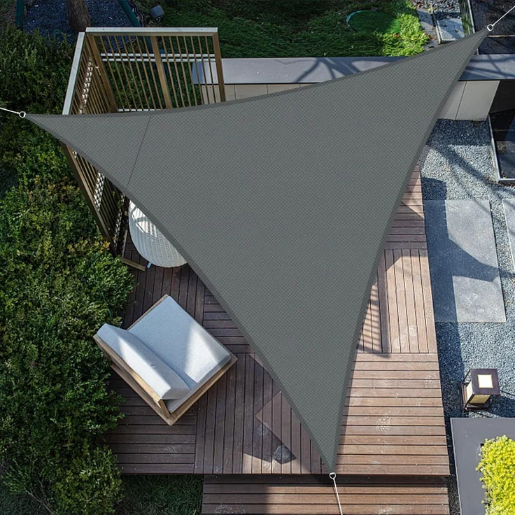 SUNNY GUARD Sonnensegel Wasserdicht 5 x 5 x 5 m Dreieckig Sonnenschutz Wetterschutz Segel Baldachin UV Schutz für Balkon Terrasse Garten, Grau Anthrazit – Bild 1