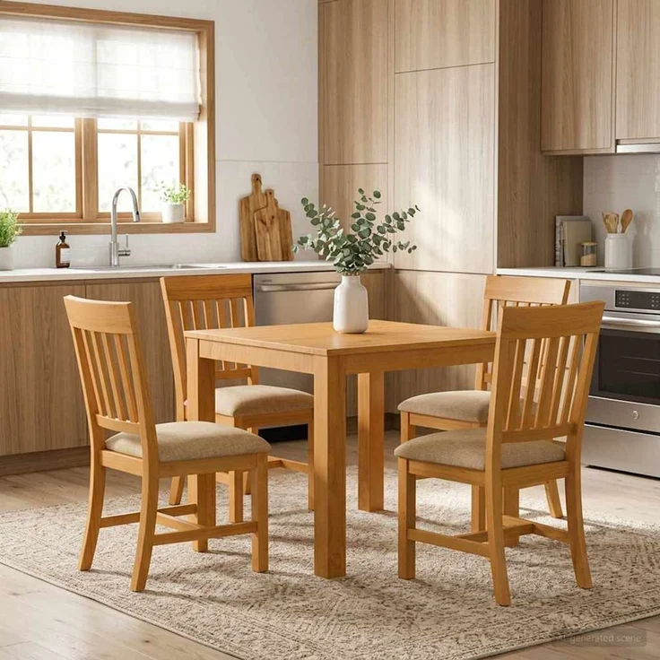 vidaXL Essgruppe DEVENTER 5 stk. Beige 90 x 90 x 75 cm 3430333 – Bild 1