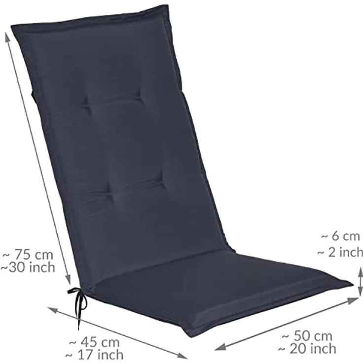 Beautissu 4er Set Hochlehner Auflagen Loft HL 120 x 50 x 6 cm Dunkelblau – Bild 4