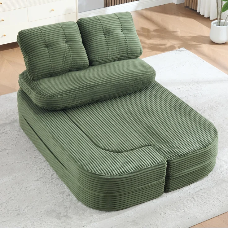 Schlafsessel 2-in-1 165cm×97cm×61cm mit Cord, extra tiefer Sitzfläche und doppelten Getränkehaltern – Emerald – Bild 1