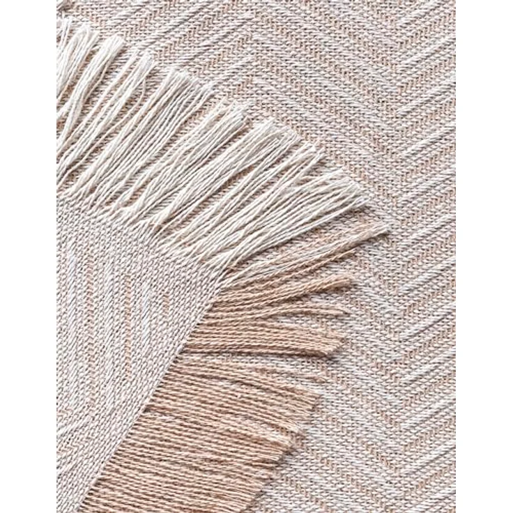 Todocama Mehrzweck-Tagesdecke, Tagesdecke, Überwurf für Bett, Sofaüberwurf, Jarapas, Fischgrätenmuster (230x260 cm, Sandbeige). – Bild 6