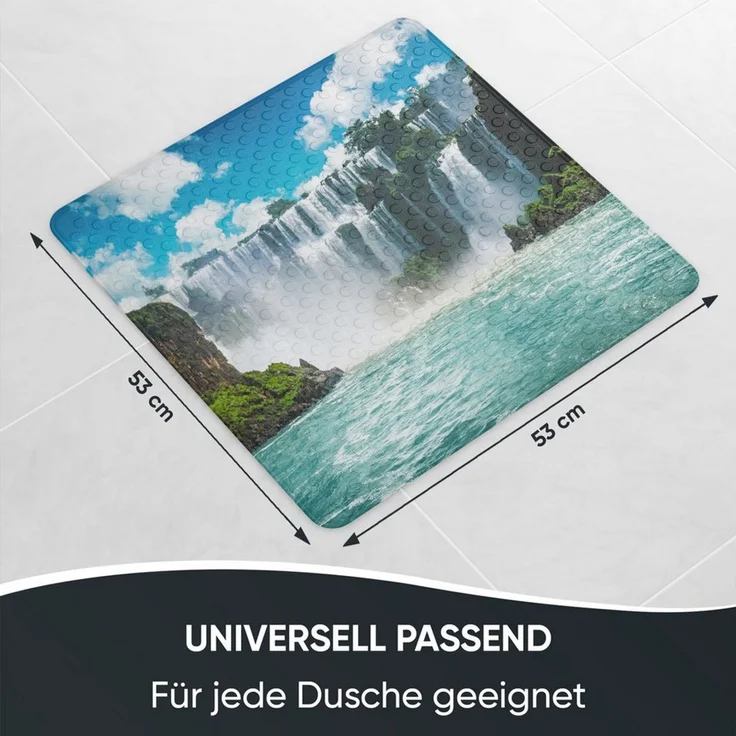 Sanilo Duschmatte, mit Motiv, rutschfest, waschbar, quadratisch, 230 extra starke Saugnäpfe, Kunststoff PVC, 53 x 53 cm, Wasserfall – Bild 3