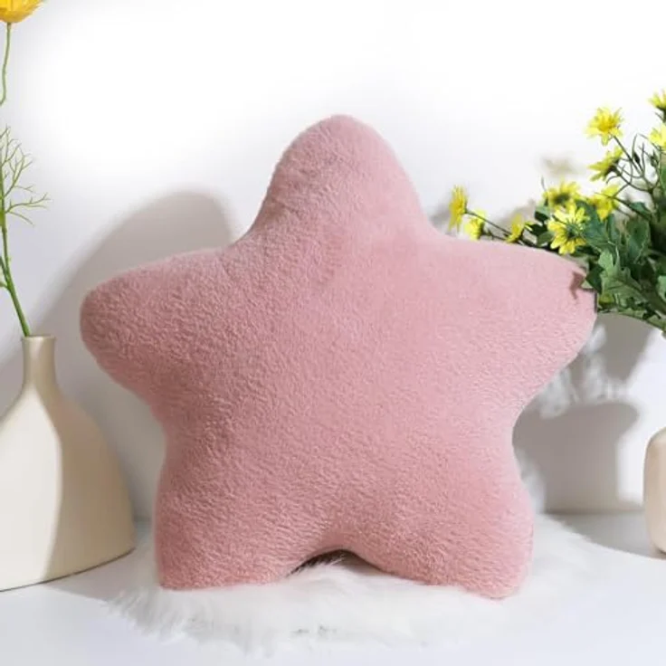 Kuschelkissen Kinder Sternkissen Plüsch Kissen Dekokissen für kuschelecke kinderzimmer, Weiche Flauschige Sternform Zierkissen Sofakisse für Heimdekoration (Lotuswurzel,30 cm) – Bild 2