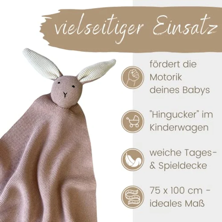 Babydecke DIKOS® Babydecke SCHMUSE-HASE Baby Geschenk Mädchen Junge Geschenkset, DIKOS, Geschenk zur Geburt, PREMIUM Qualität, 100 % BIO Baumwolle, nachhaltig – Bild 6