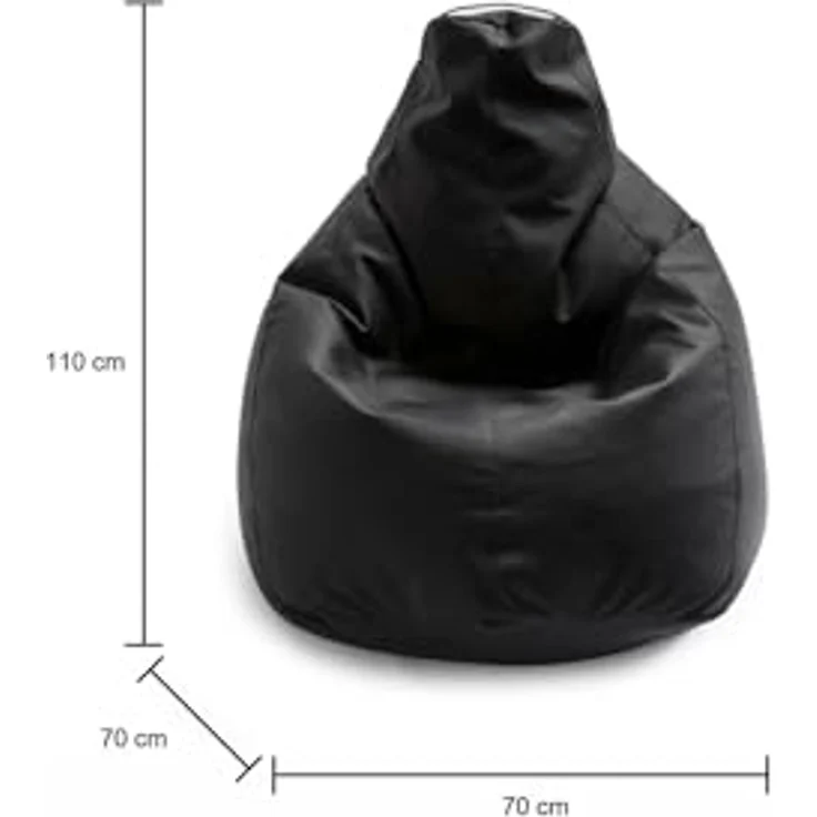 Talamo Italia - Annachiara-Pouf, Sitzsack-Pouf, Sitzsack aus Leder, 100 % Made in Italy, 70 x 70 x 110 cm, Schwarz – Bild 3