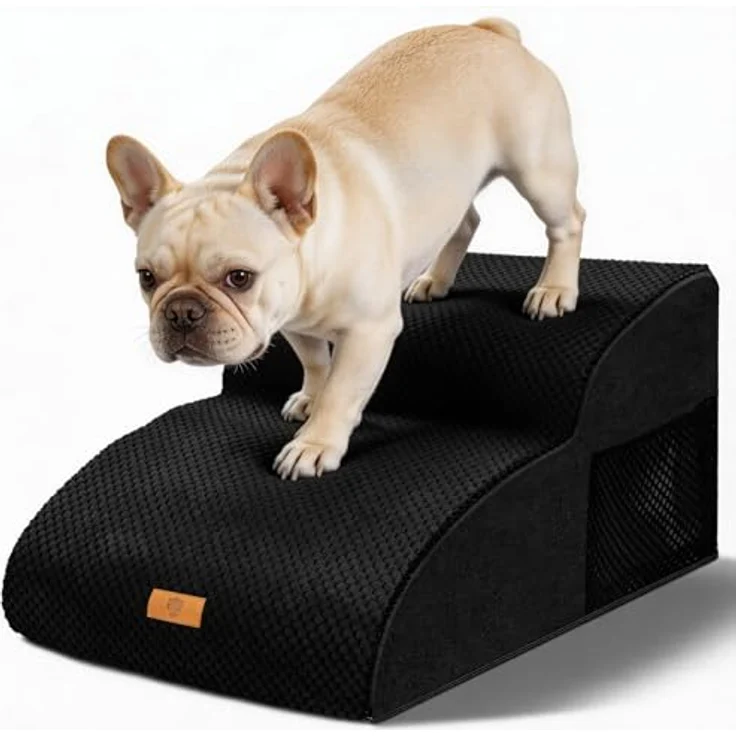 HEVOL Haustiertreppe 2 Stufen, Abnehmbar Hunderampe mit Waschbarer Bezug,Hundetreppe für Kleine Hunde,Katzentreppe für Sofa Bett- Senden 1 Fusselrollen – Bild 2
