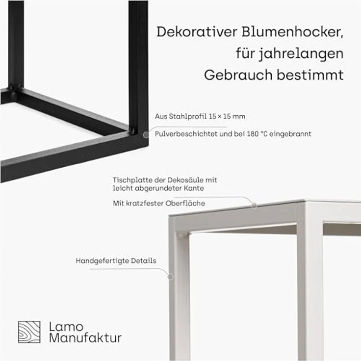 LAMO Manufaktur Blumenständer LAMO Manufaktur Blumenständer Metall Schwarz 28 cm (Dekorativer Metallständer, 1 St, 2-Teilig), Blumenständer modern, für Skulpturen und Deko, kleiner Blumenhocker – Bild 7
