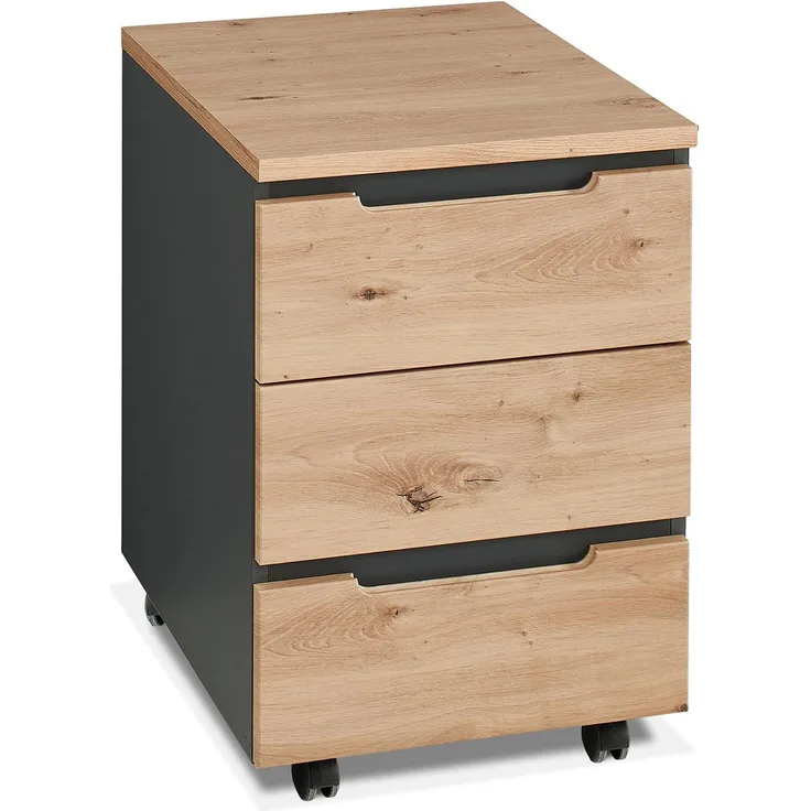 Möbel-Eins MAILAND Rollcontainer II, Material Dekorspanplatte,  Artisan Eiche Nachbildung/graphitfarbig