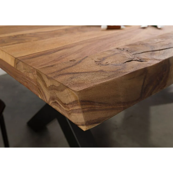 Baumtisch Sheesham 260 x 100 x 77 natur sandgestrahlt / X-Beine anthrazit matt FREEFORM 5 – Bild 4