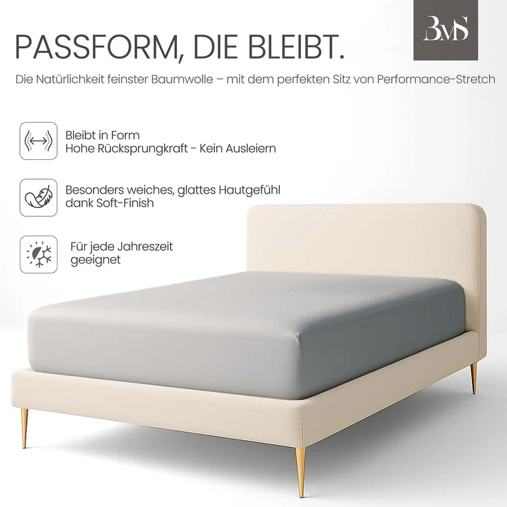 Jersey Spannbettlaken grau 120x200 cm Höhe bis 35cm – Bild 3