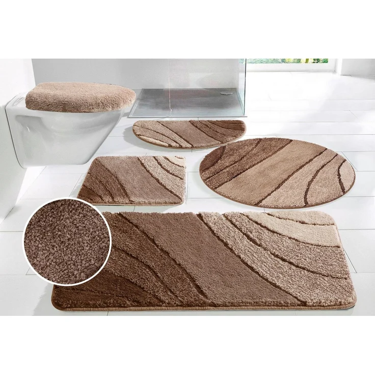 OTTO home Badematte Josie, Badvorleger, Badezimmer Teppich, Höhe 20 mm, rutschhemmend beschichtet, fußbodenheizungsgeeignet, schnell trocknend, strapazierfähig, Polyester, rund, Badteppich, Badematten, rechteckig, rund & als 3-tlg. Set erhältlich – Bild 1