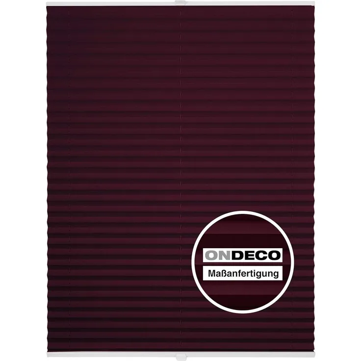 ondeco Plissee Klemmfix auf Maß für alle Fenster innen, ohne Bohren, Montage Klemmträger Sonnenschutz Sichtschutz Rollo Blickdicht - Weinrot - B): 121-130 cm, H): 101-150 cm