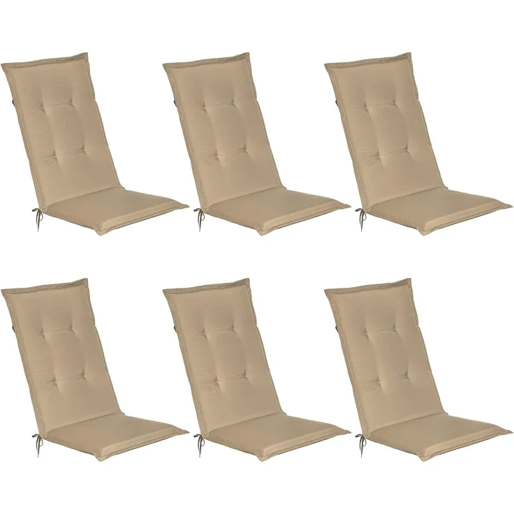 6er Set Beautissu Hochlehner Auflage Loft HL 120 x 50 x 6 cm Natur – Bild 1