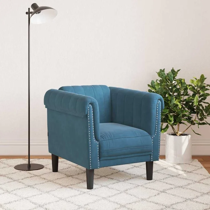 vidaXL Sessel Blau Samt 372573 – Bild 2