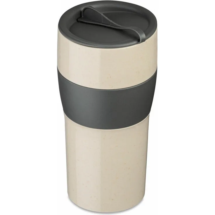 Koziol Thermobecher Aroma To Go XL, Isolierbecher, Biozirkulärer Kunststoff, Nature Desert Sand / Nature Ash Grey, 700 ml, 7243278