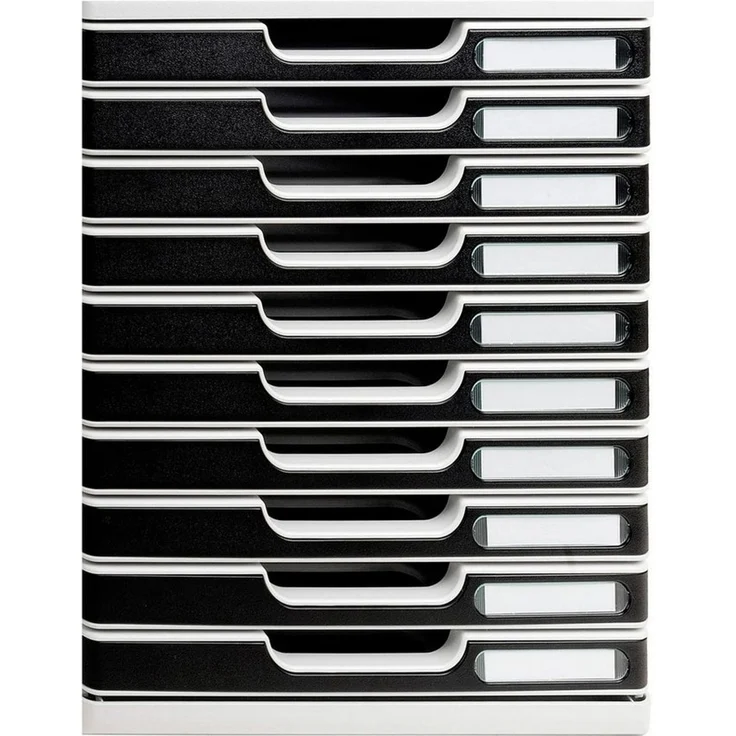 Exacompta Schubladenbox Modulo A4 10 Fächer Classic lichtgrau/schwarz – Bild 1