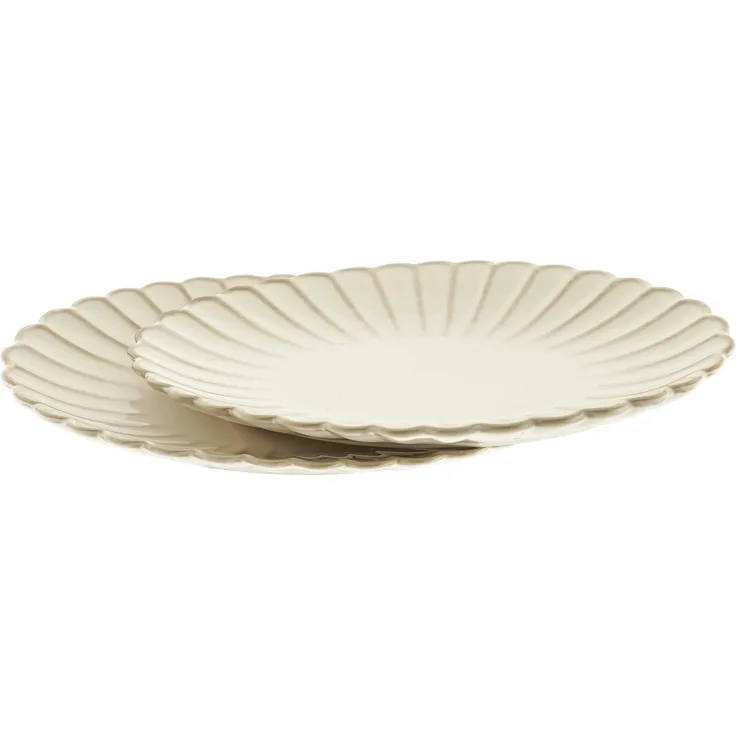 Bloomy Servierplatten-Set mit floraler Struktur - 2-teilig aus Porzellan