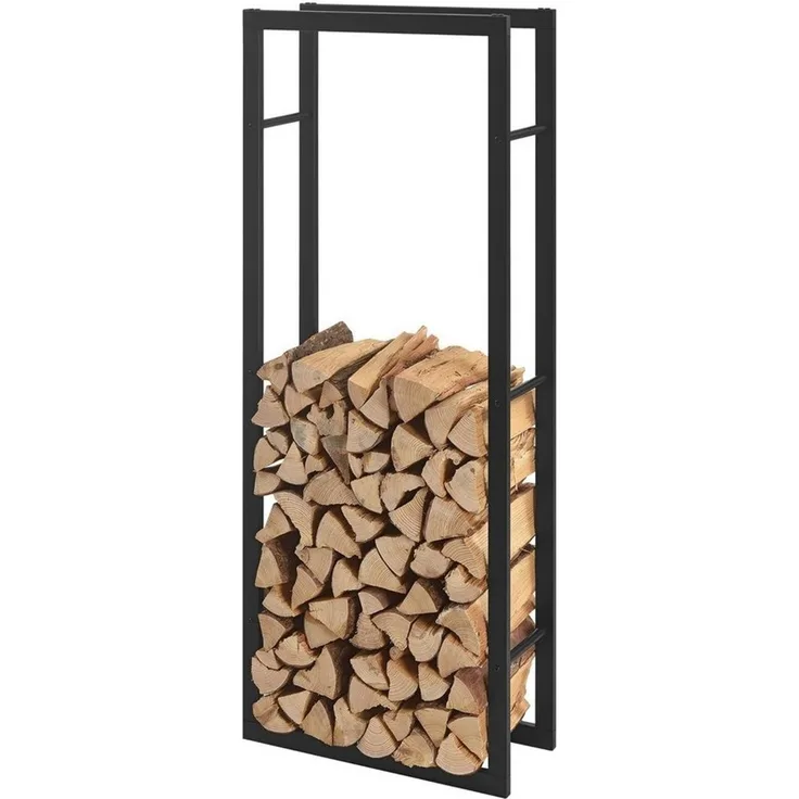 Kaminholzregal Kasan 75x150x25 cm Stahl Schwarz en. casa