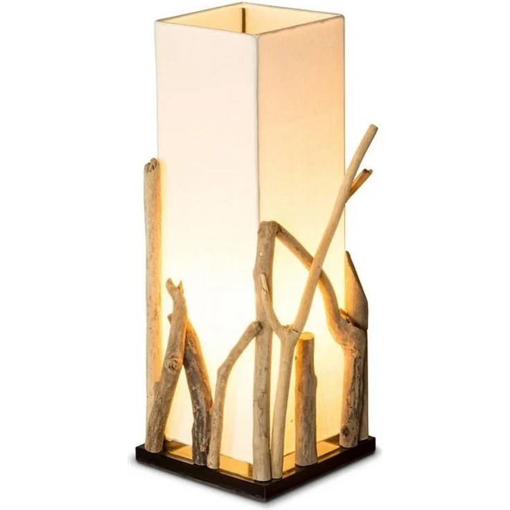 Levandeo® Nachttischlampe, Treibholzlampe H50cm Tischlampe Braun Beige Tischleuchte Design – Bild 4
