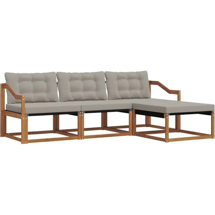 vidaXL Outdoor-Sofagarnitur 4 stk. 4-Sitzer Natur und Hellgrau 3369346 – Bild 2