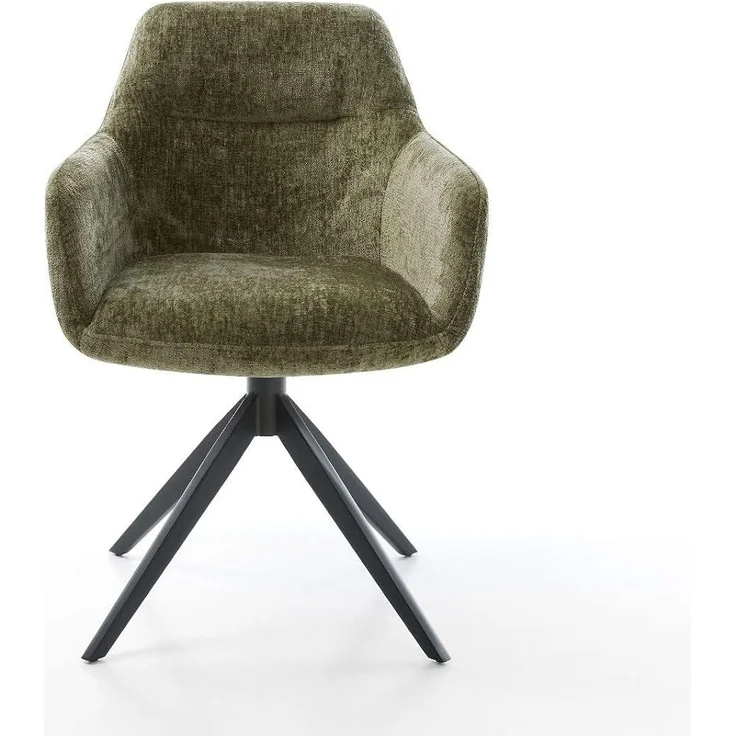 Drehstuhl Pejo-Flex Chenille Olive Kreuzgestell breit Schwarz 360° drehbar Wippfunktion Taschenfederkern – Bild 4