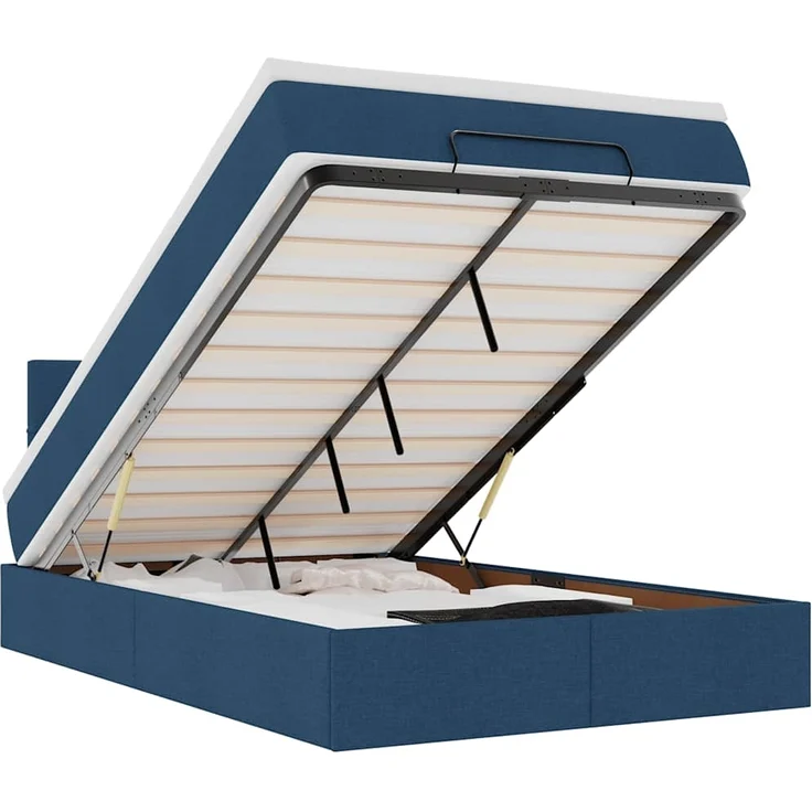 vidaXL Ottomane Bett mit Matratze & LEDs Blau 120x200 cm Stoff 3312304 – Bild 1