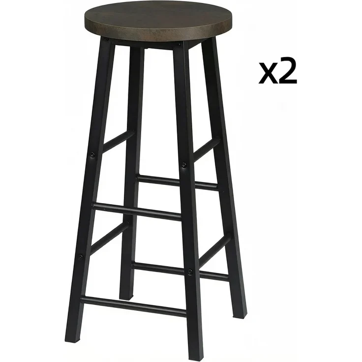 Barhocker-Set 2-teilig, Sitzhöhe 71 cm, in Schwarz/Rost mit Metallgestell und Fußlehne – Bild 6