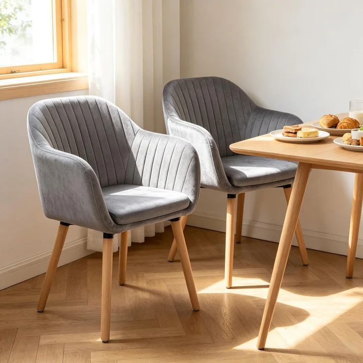 Stabil Empfangsstuhl,Relaxsessel mit Armlehnen,Tischstuhl,Akzentstuhl,Essstuhl,Wohnzimmerstuhl(nur 2PCS Stühle)--Dunkelgrau--42x50x81cm--YOUDENOVA – Bild 5