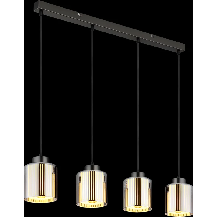 Hängeleuchte, schwarz-chrom, Glas, verchromt, H 120 cm – Bild 2
