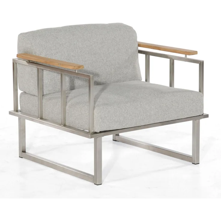 Sonnenpartner Lounge-Sessel Lotus Edelstahl mit Teakholz Loungesessel